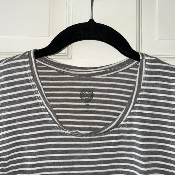 Gray Striped Tank Top w/ Gathered Hem - Picture 2 of 10